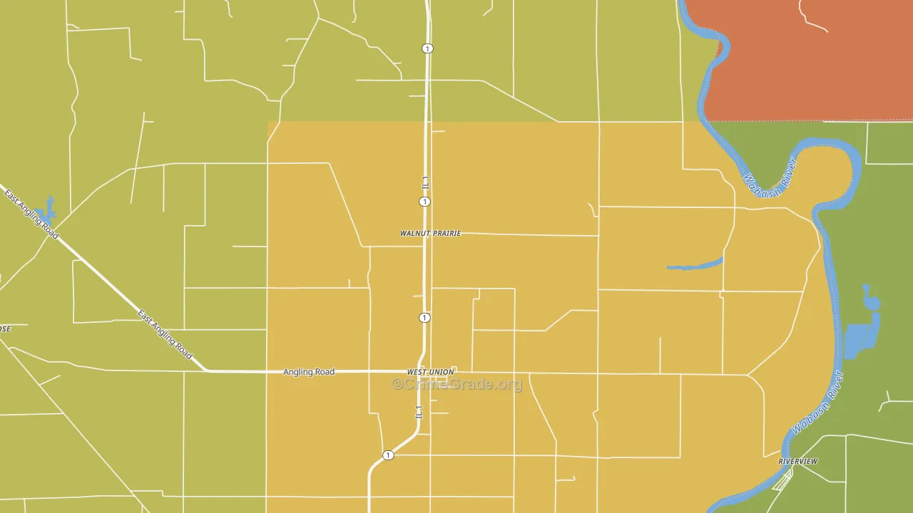 West Union, IL Map of Robbery Rates
