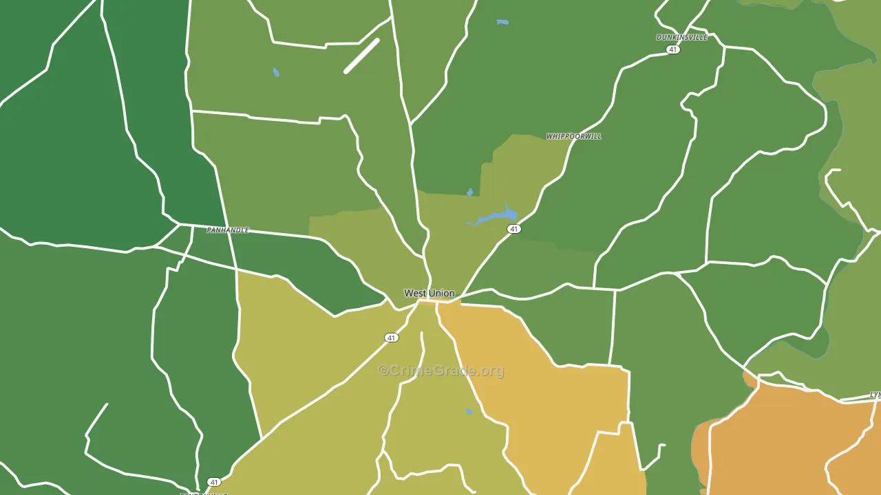 West Union, OH Map of Robbery Rates