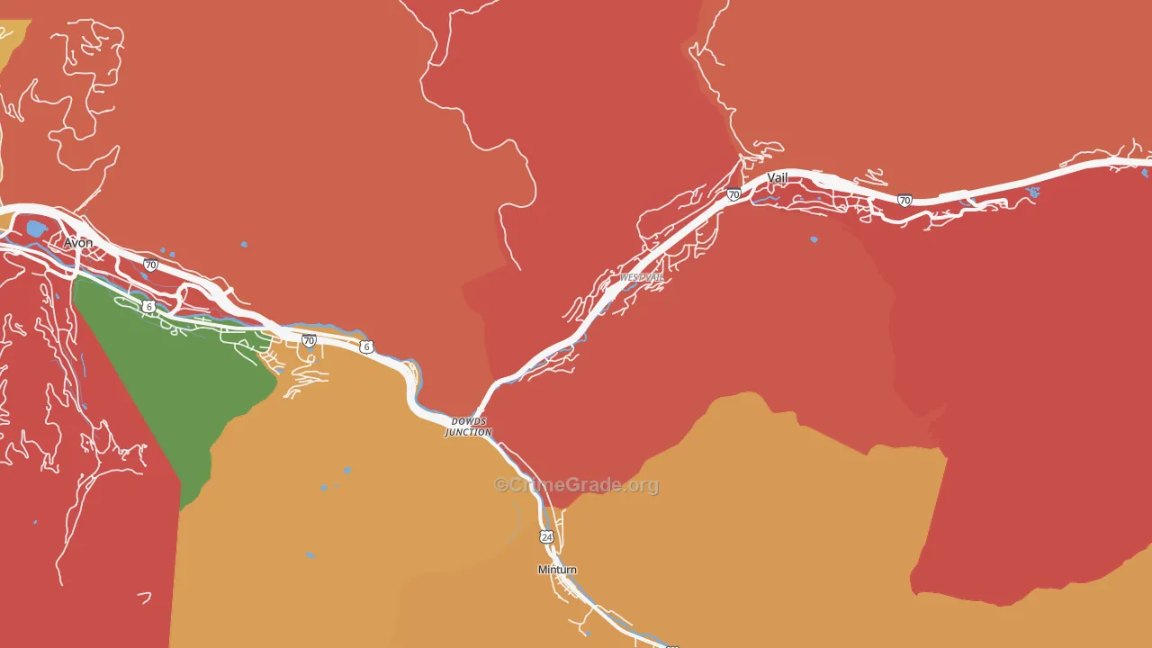 West Vail, CO Map of Robbery Rates