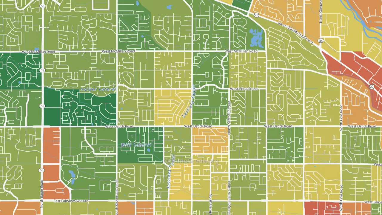 West Valley, Boise, ID Map of Robbery Rates