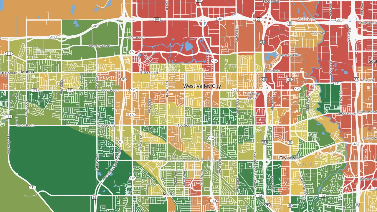 West Valley City, UT Map of Robbery Rates