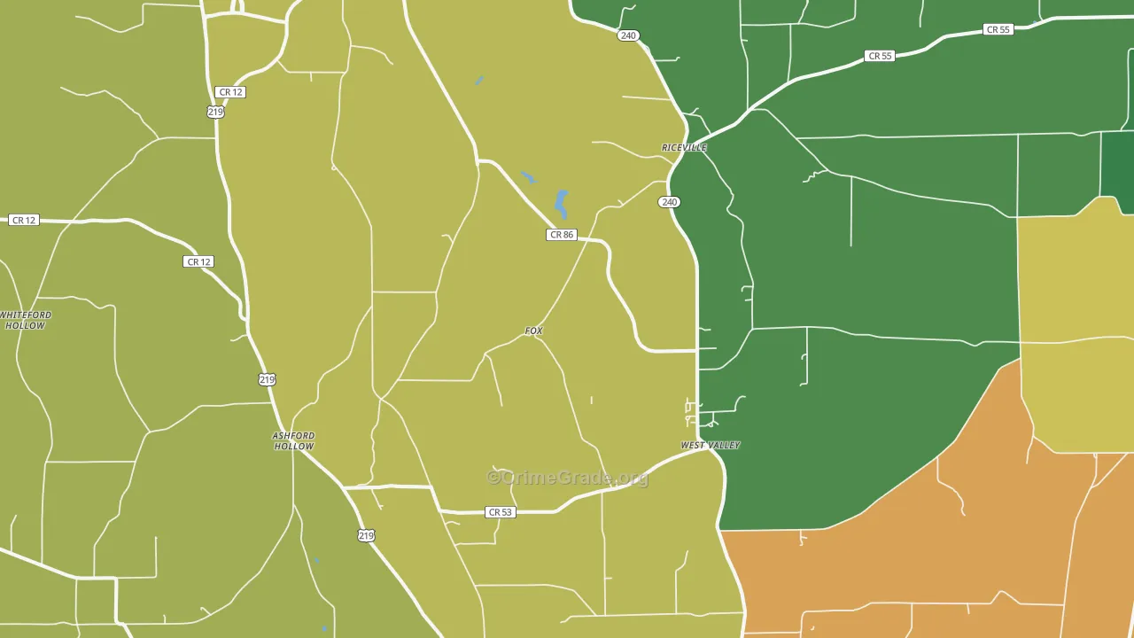 West Valley, NY Map of Robbery Rates