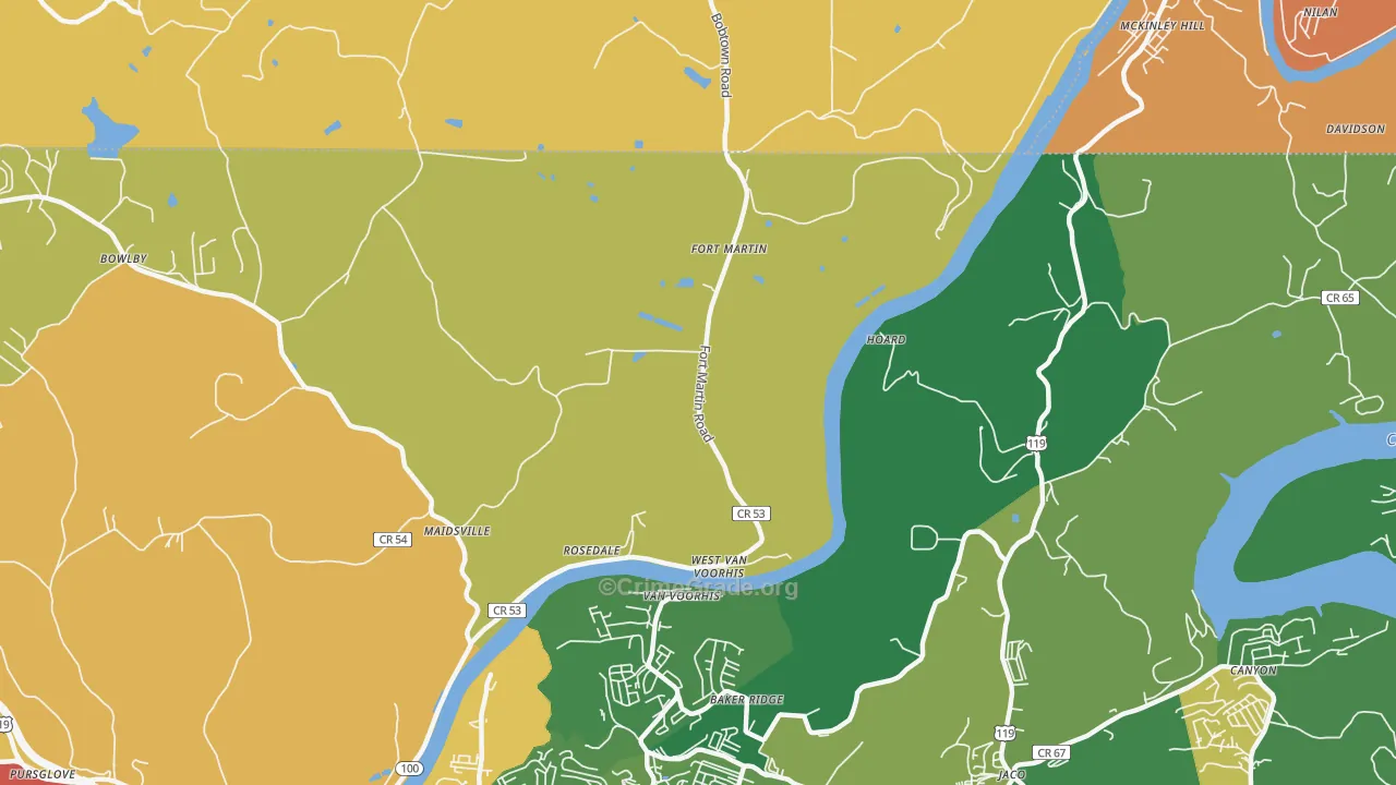 West Van Voorhis, WV Map of Robbery Rates
