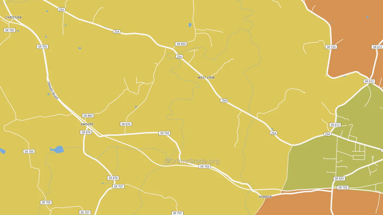 West View, VA Map of Robbery Rates