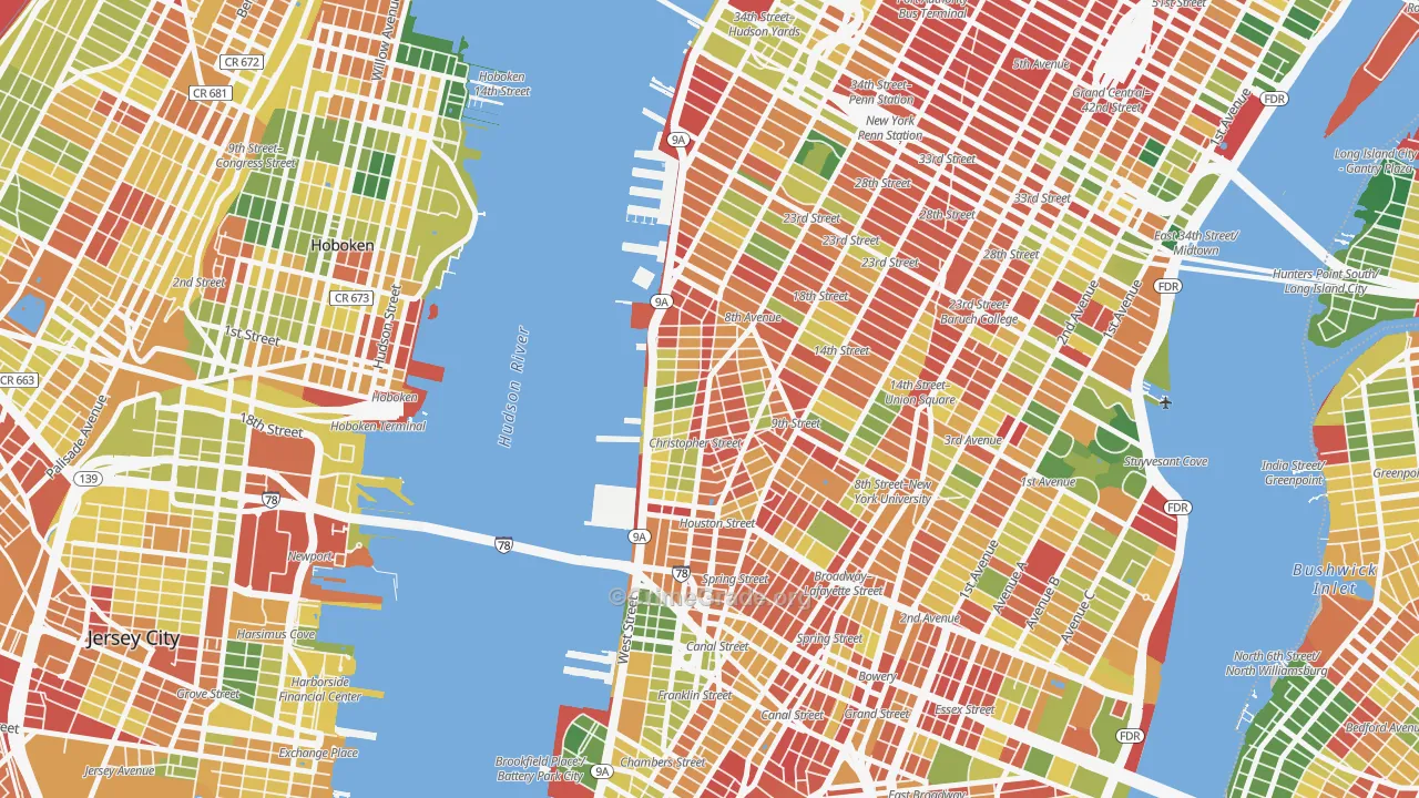 West Village, Manhattan, NY Map of Robbery Rates