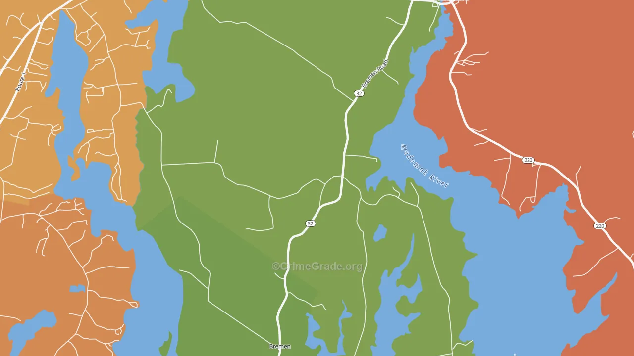 West Waldoboro, ME Map of Robbery Rates