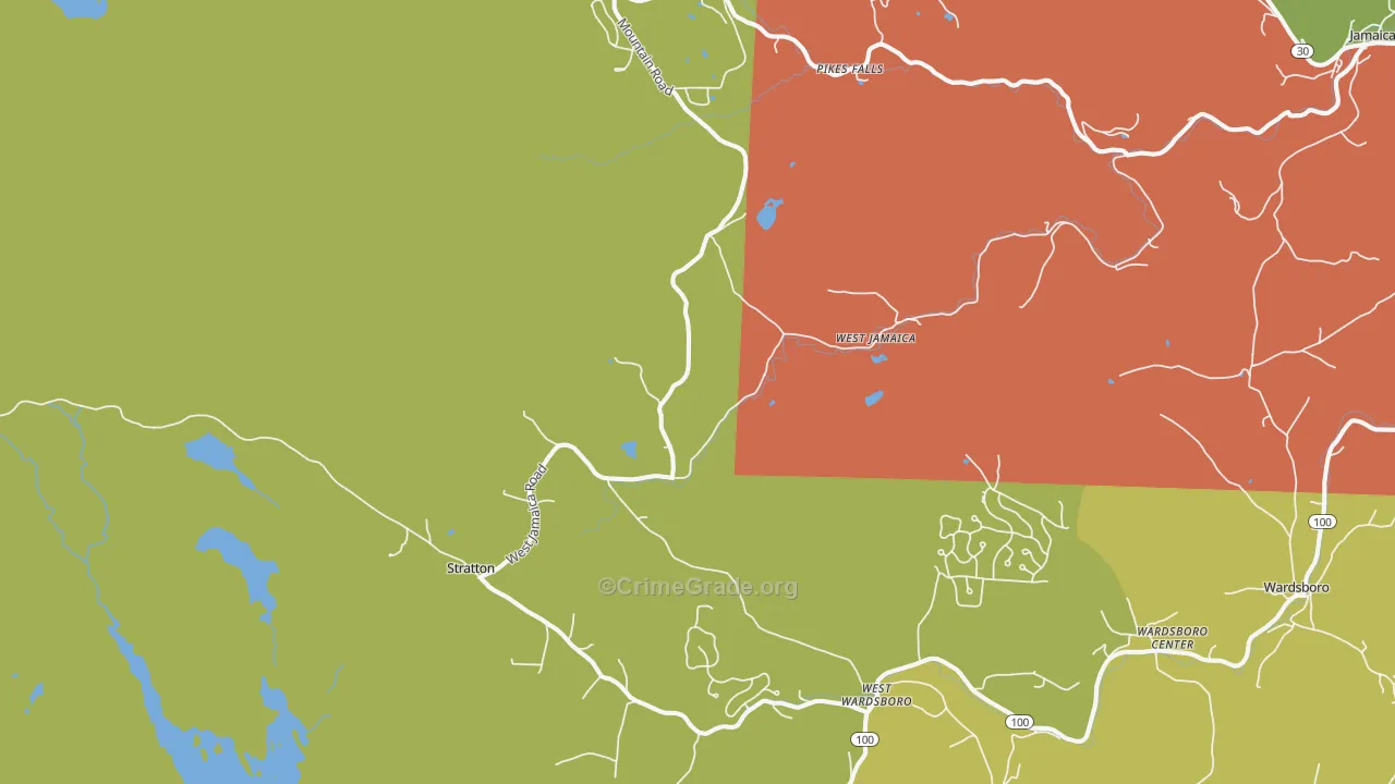 West Wardsboro, VT Map of Robbery Rates