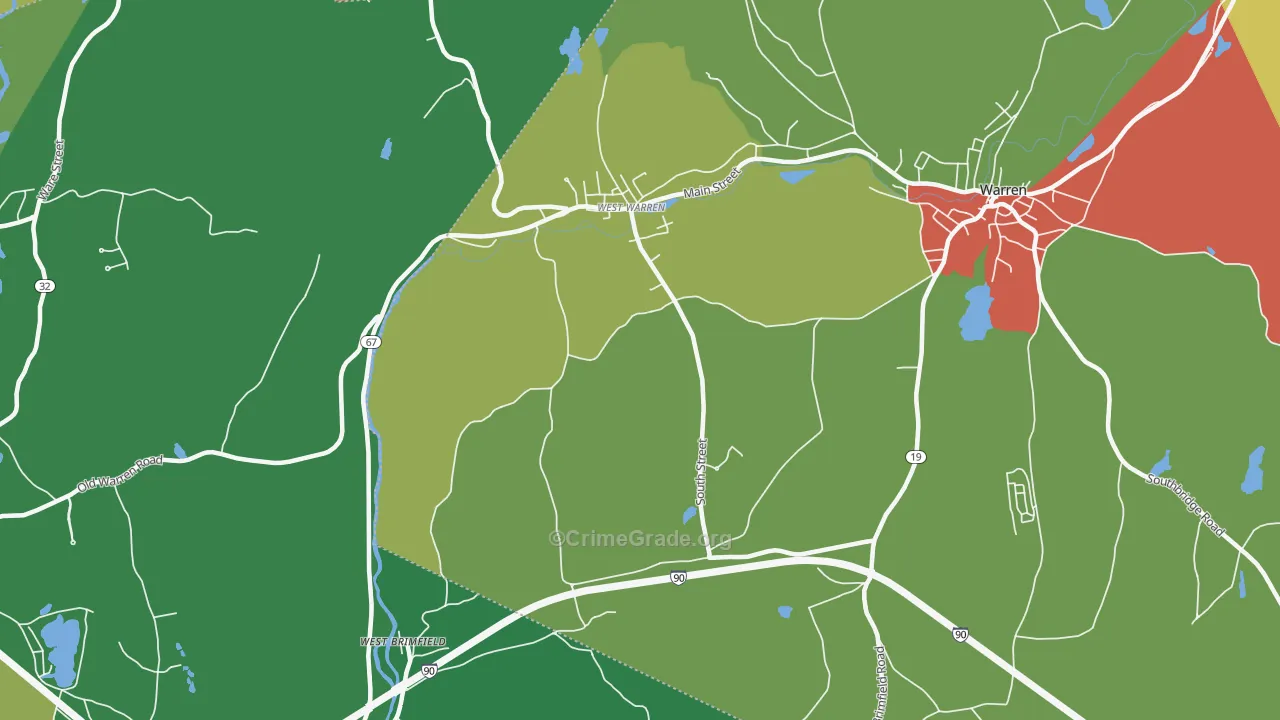 West Warren, MA Map of Robbery Rates