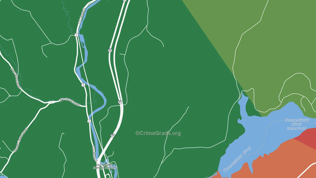 West Waterford, VT Map of Robbery Rates