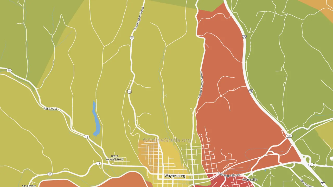 West Waynesburg, PA Map of Robbery Rates
