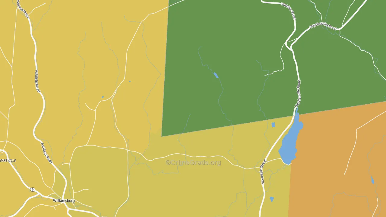 West Whately, MA Map of Robbery Rates