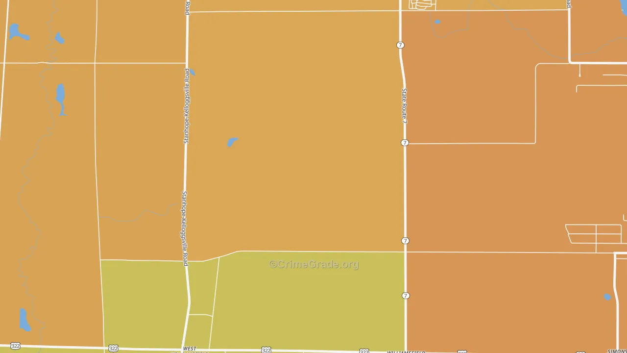 West Williamsfield, OH Map of Robbery Rates