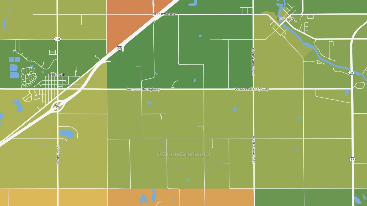 West Windsor, MI Map of Robbery Rates