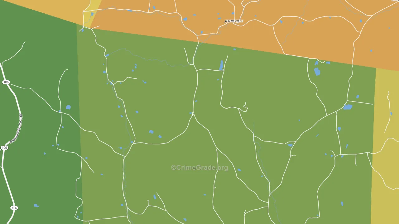 West Windsor, VT Map of Robbery Rates