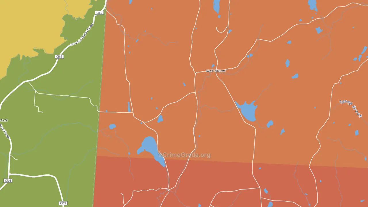 West Woods, CT Map of Robbery Rates