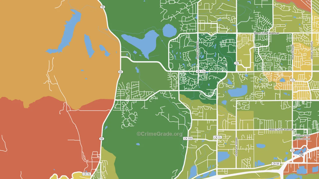 West Woods, Golden, CO Map of Robbery Rates