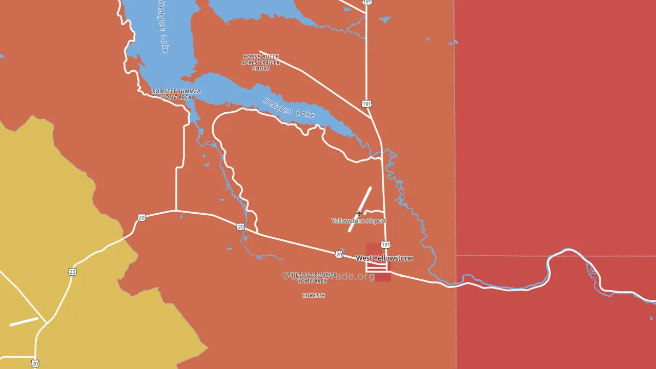 West Yellowstone, MT Map of Robbery Rates