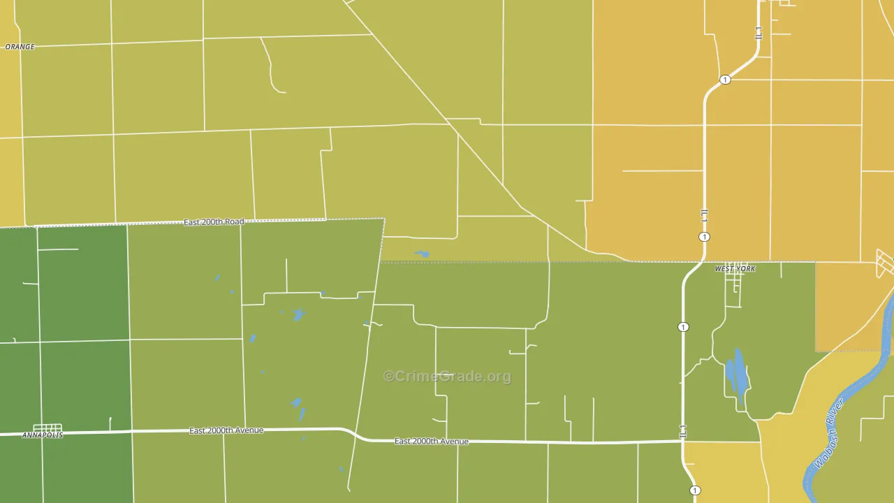 West York, IL Map of Robbery Rates