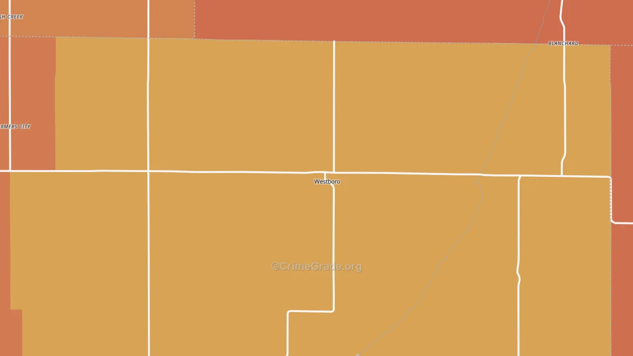 Westboro, MO Map of Robbery Rates