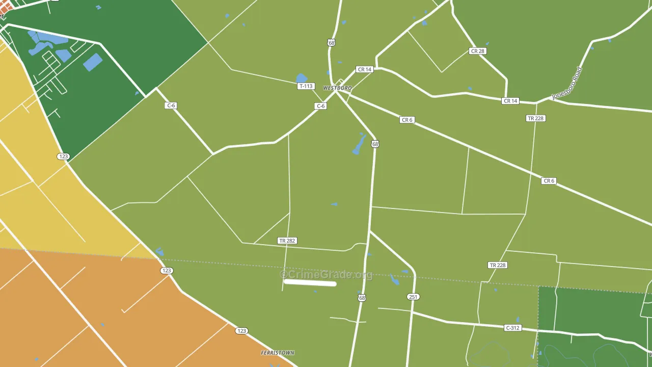 Westboro, OH Map of Robbery Rates