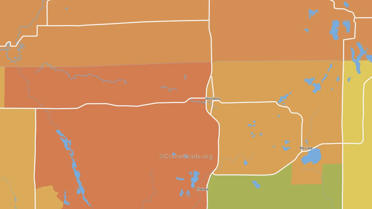Westboro, WI Map of Robbery Rates