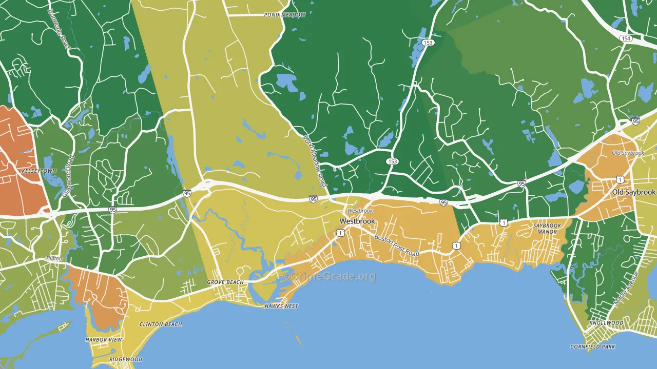Westbrook, CT Map of Robbery Rates