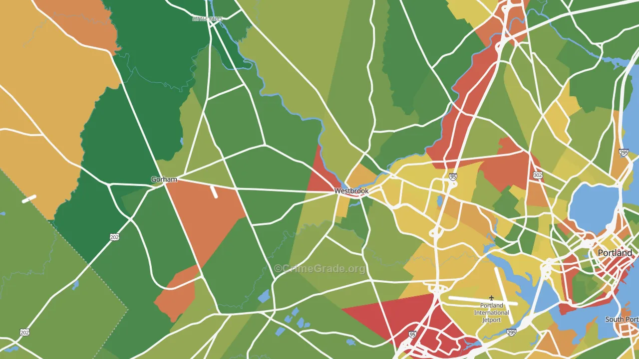 Westbrook, ME Map of Robbery Rates
