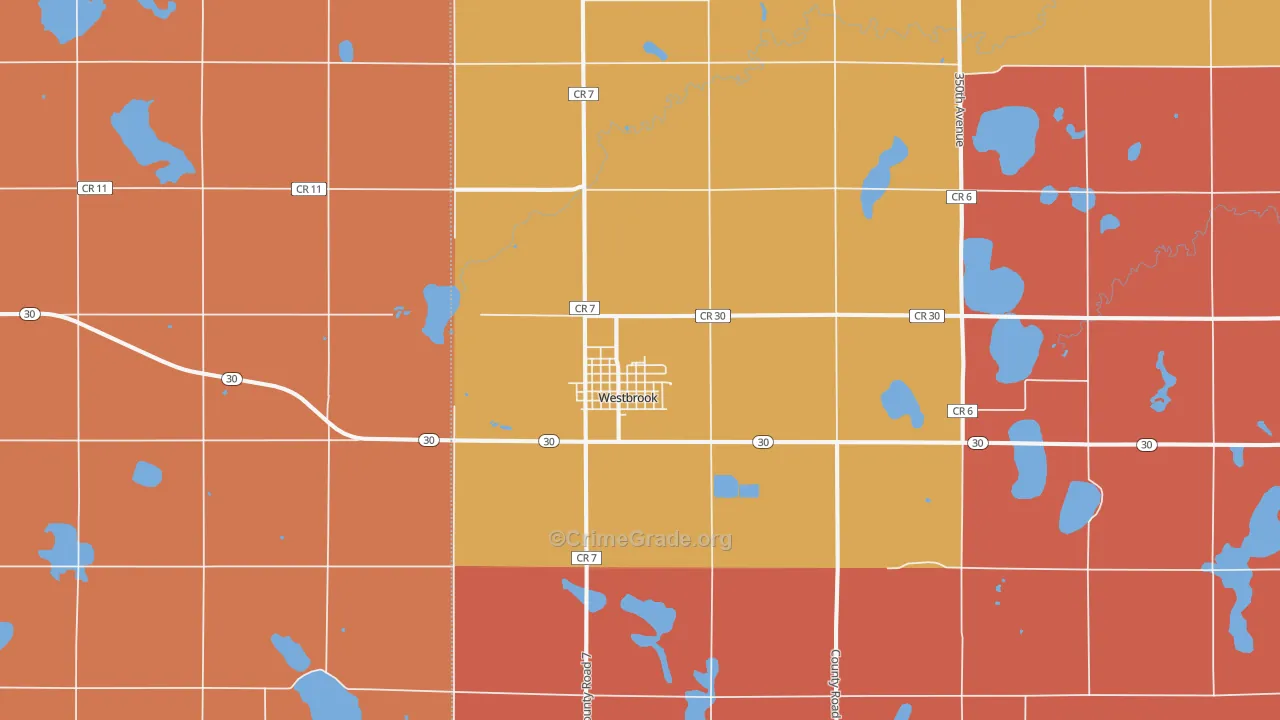 Westbrook, MN Map of Robbery Rates