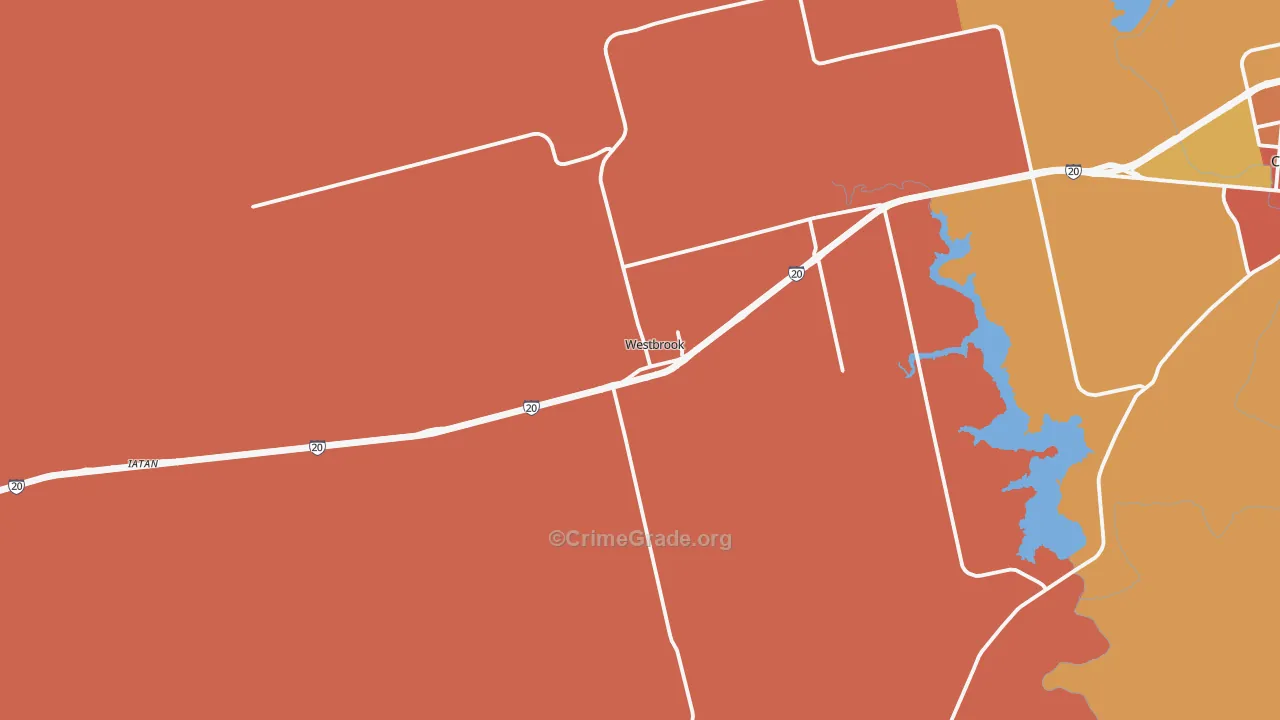 Westbrook, TX Map of Robbery Rates