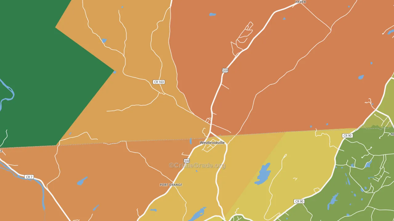 Westbrookville, NY Map of Robbery Rates