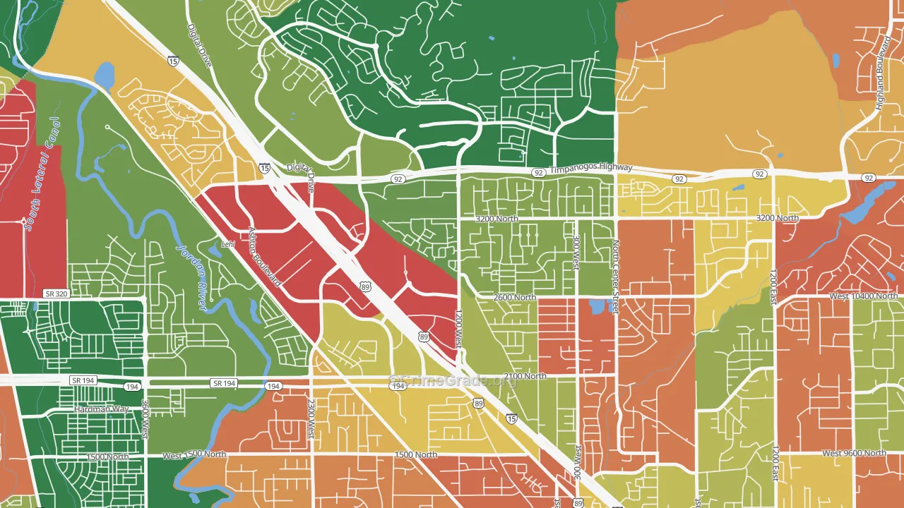 Westbury, Lehi, UT Map of Robbery Rates