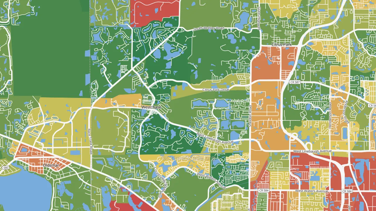 Westchase, FL Map of Robbery Rates