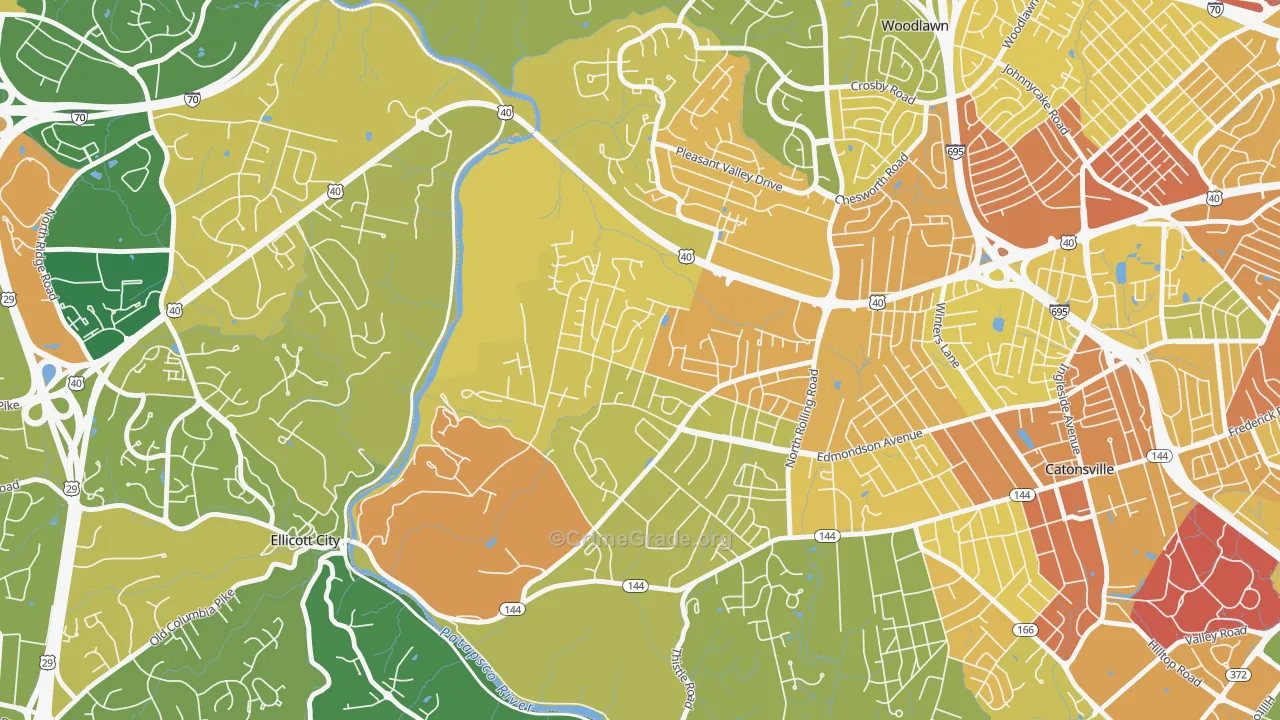 Westchester, Catonsville, MD Map of Robbery Rates