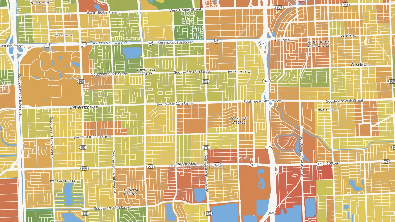 Westchester, FL Map of Robbery Rates