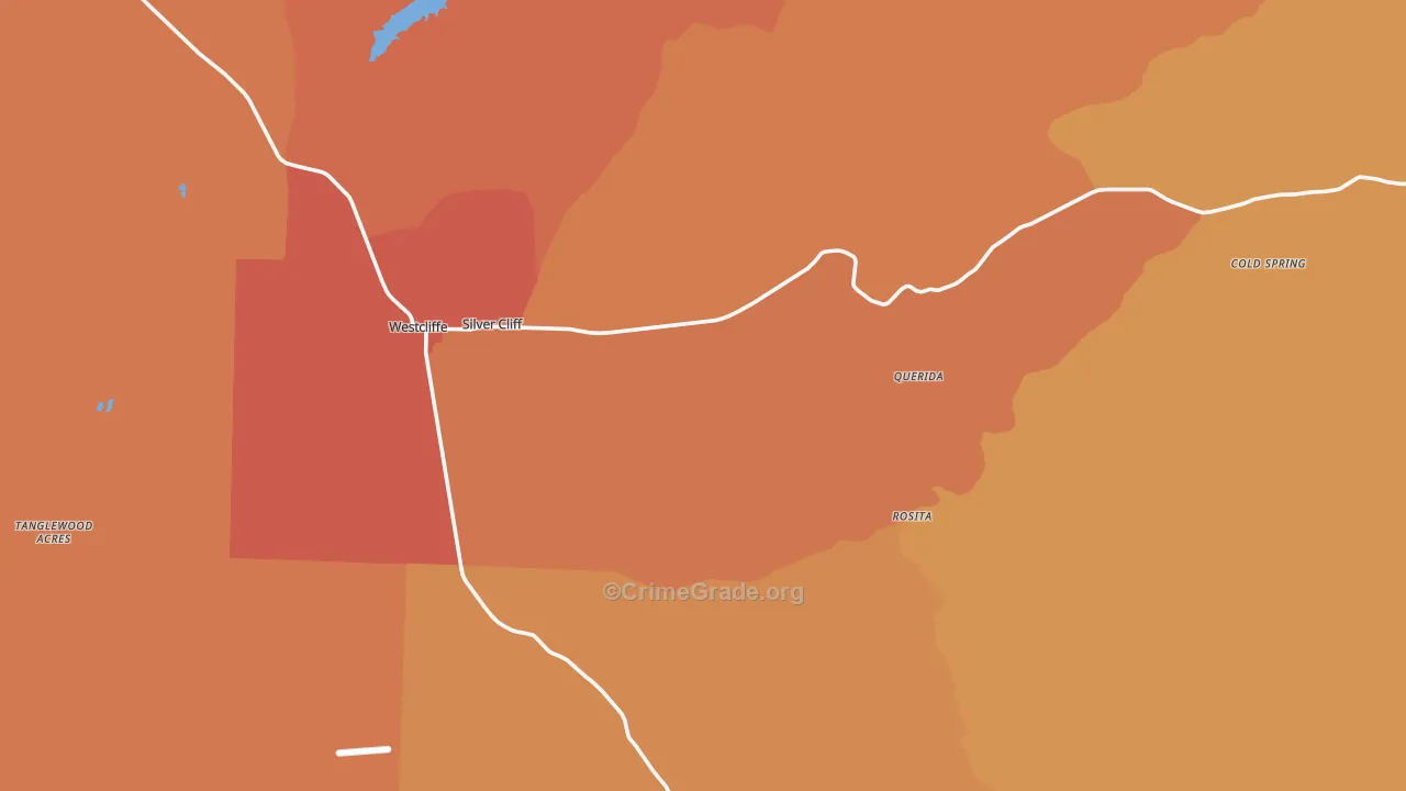 Westcliffe, CO Map of Robbery Rates
