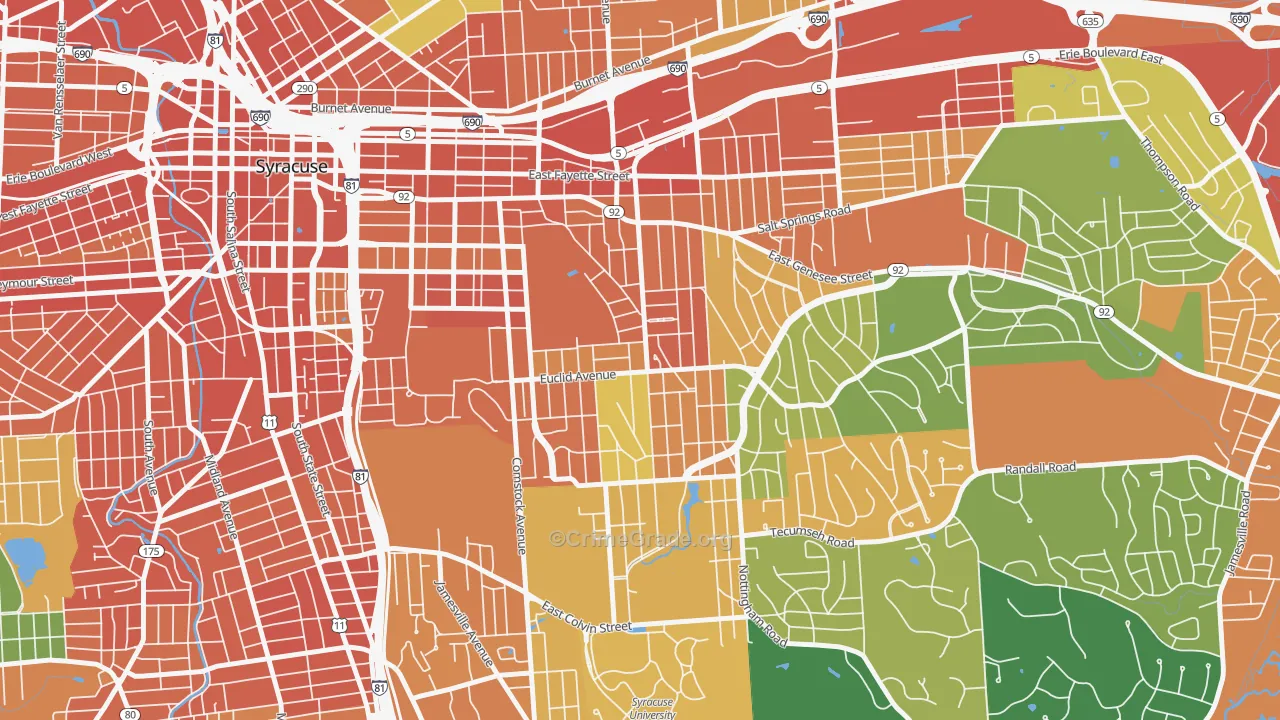 Westcott, Syracuse, NY Map of Robbery Rates