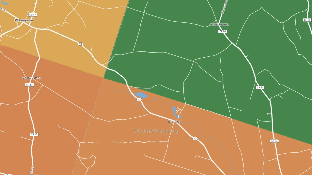 Westdale, NY Map of Robbery Rates
