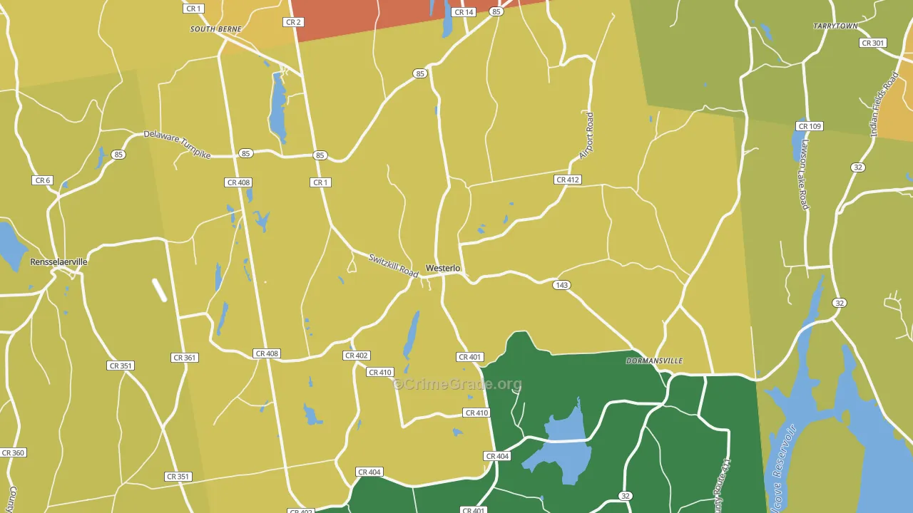 Westerlo, NY Map of Robbery Rates