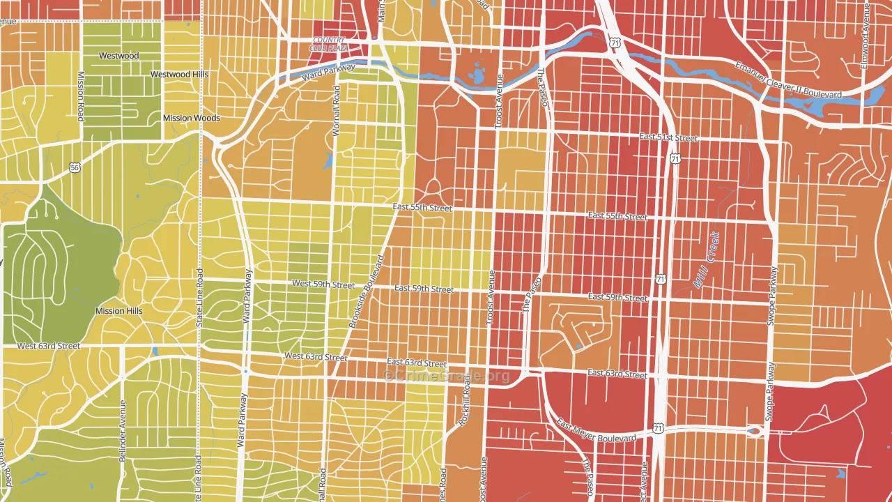 Western 49-63, Kansas City, MO Map of Robbery Rates
