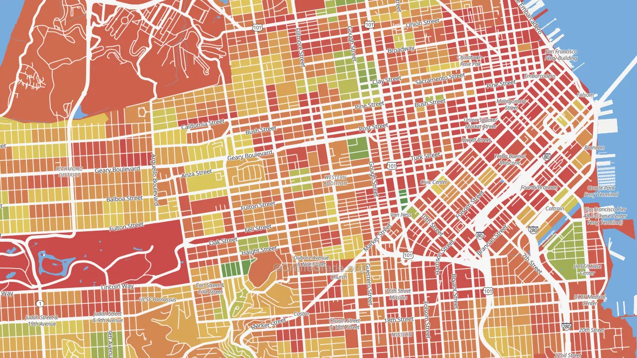 Western Addition, San Francisco, CA Map of Robbery Rates