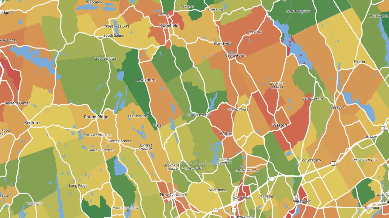 Western Connecticut Planning Region, CT Map of Robbery Rates