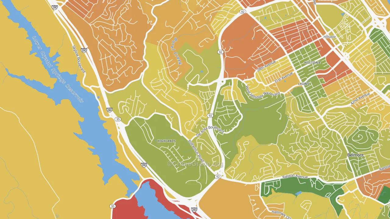 Western Hills, San Mateo, CA Map of Robbery Rates
