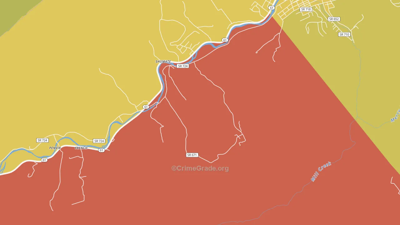 Western, VA Map of Robbery Rates