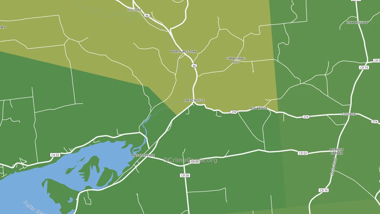 Westernville, NY Map of Robbery Rates