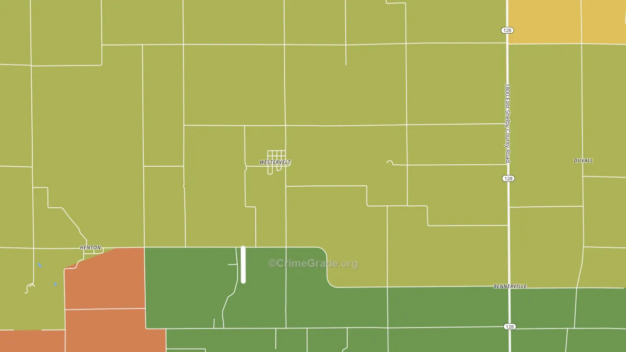 Westervelt, IL Map of Robbery Rates