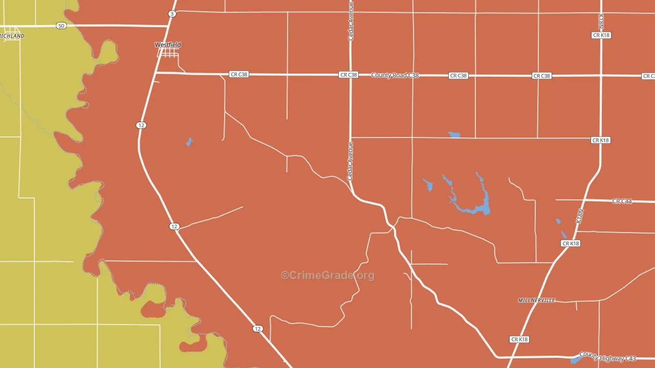 Westfield, IA Map of Robbery Rates