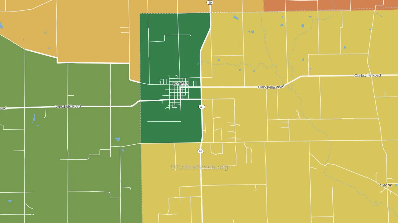 Westfield, IL Map of Robbery Rates