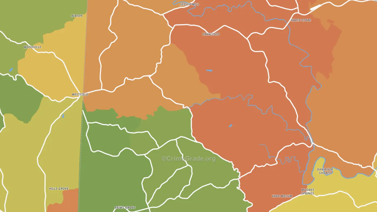 Westfield, NC Map of Robbery Rates