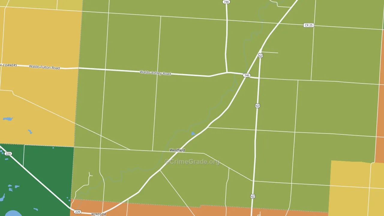 Westfield, OH Map of Robbery Rates