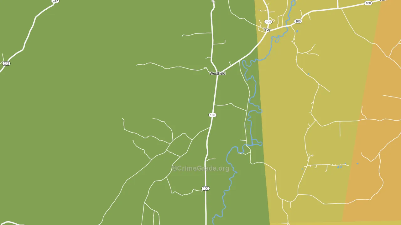 Westfield, VT Map of Robbery Rates